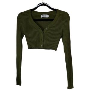 NWOT green TWIIN crop top sweater for women, Size XS